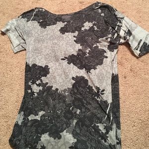 Black/grey lace flower design top