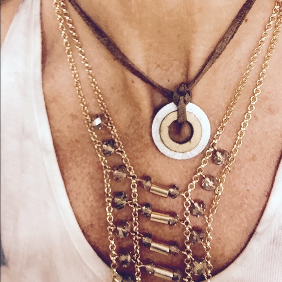 Metal and leather necklaces