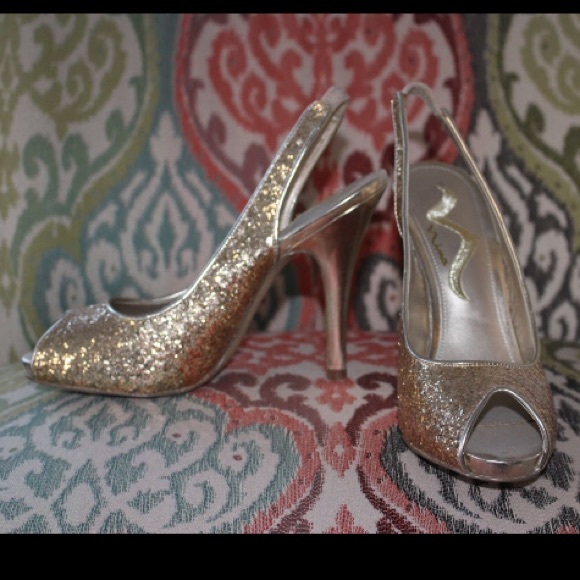 Gold high heels