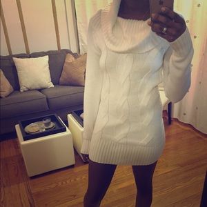 Cowl neck cable knit  tunic/dress