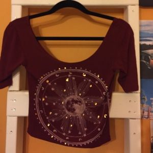Pacsun Moon Graphic Crop Top