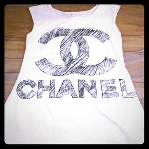 Chanel prink white tank top