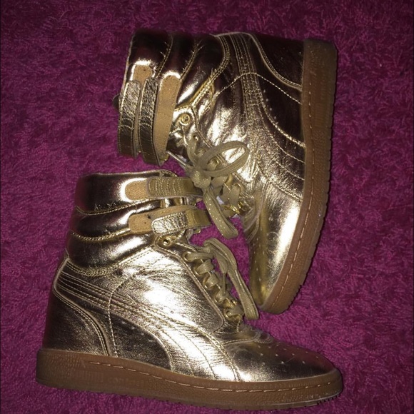 Limited edition gold puma wedges
