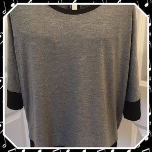 LOFT Short Sleeve Top - Gray & Black - Small NWT