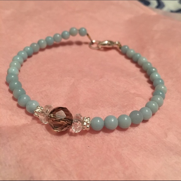 Aquamarine Smoky Quartz Clear Quartz Bracelet
