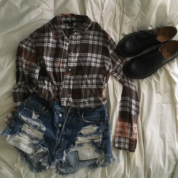 H&M brown bleached flannel