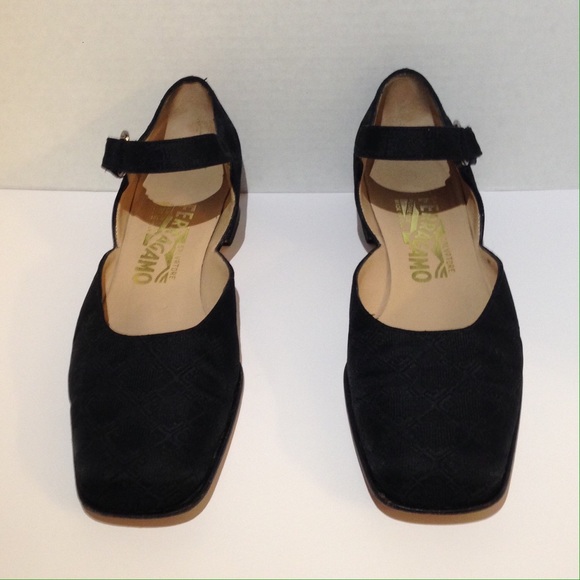 SOLD  Ferragamo signature fabric Mary Janes.