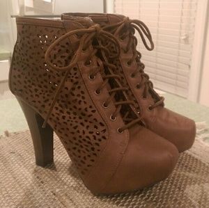 Lace-Up Brown Booties