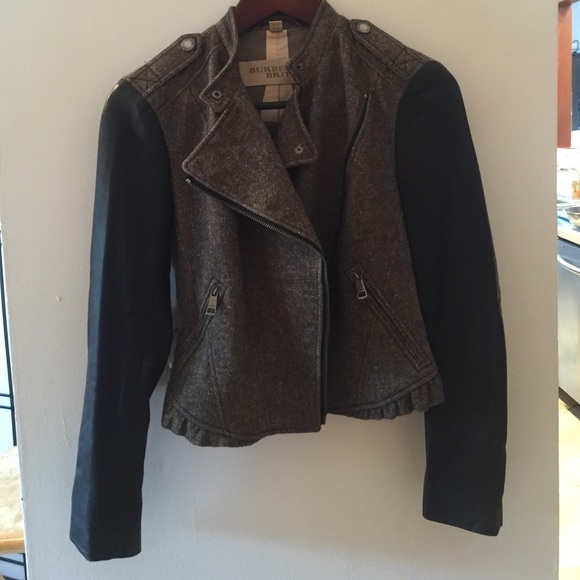 Burberry Brit Contrast Sleeve Biker Jacket