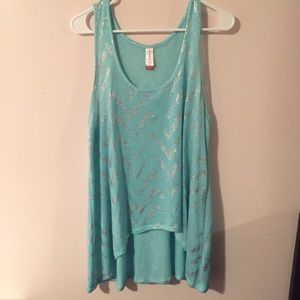 Mint Chevron Tank Top