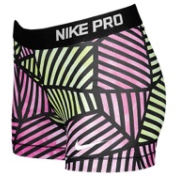 Pink/Green Pattern Nike Pros Spandex