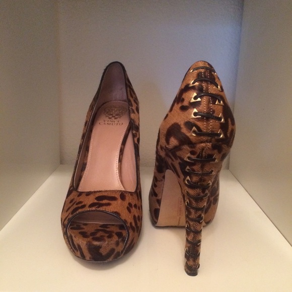 Calf Hair Peep Toe Heels Sz 10