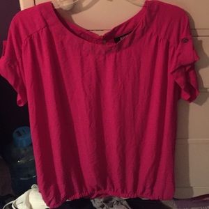 Pink sheer short sleeve shirt