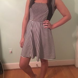 Black and white striped skater dress