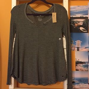 NWT AE Soft & Sexy Striped Waffle Tee