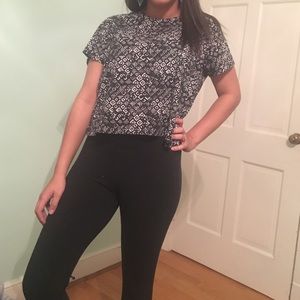 Black and white tribal crop top