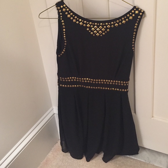 Black semi-formal dress with gold studs. - Picture 1 of 1