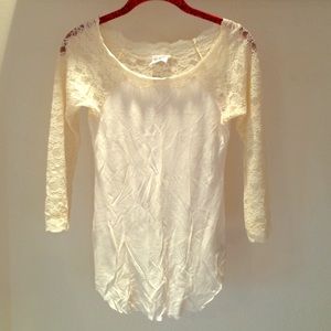 Free People Lace 3/4 Sleeve Top, XS