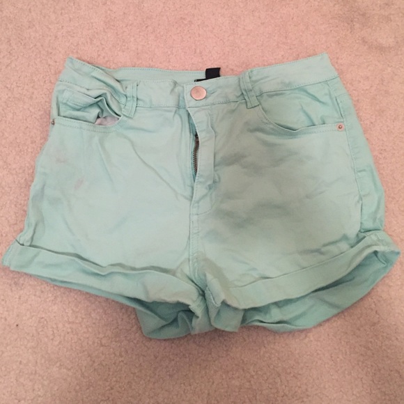 High waisted mint shorts.