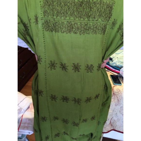 NEW green handmade with embroidery dress