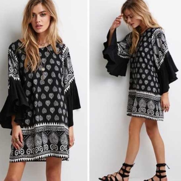 NEW Forever 21 black heart paisley dress