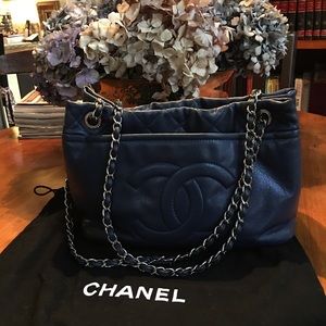 100% Authentic Chanel Dark Blue tote