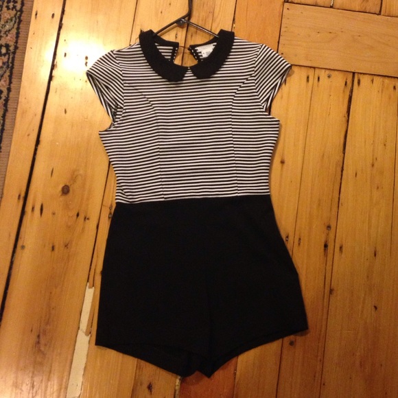 peter pan collar striped romper, cooperative edie