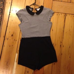 peter pan collar striped romper, cooperative edie