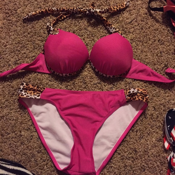 Pink cheetah bathing suit