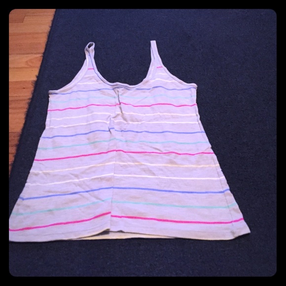 Size small, gray tank with color stripes