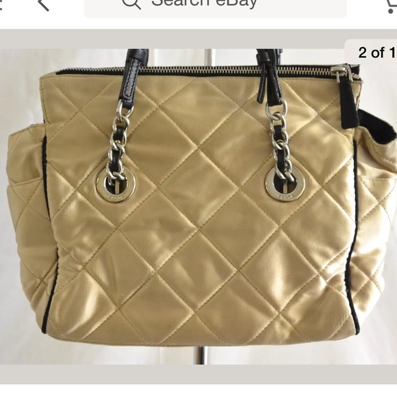 Prada quilted champagne purse