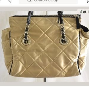 Prada quilted champagne purse