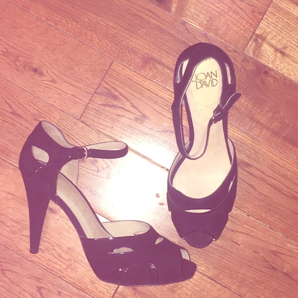 Joan & David open toes heels black suede