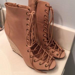 Leather Espadrille Wedges