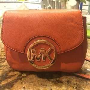 Michael Kors Fulton small orange crossbody purse!