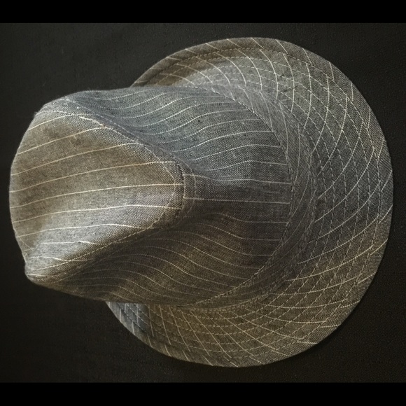 Gray/Blue Denim Inspired Pinstriped Fedora Hat