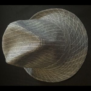 Gray/Blue Denim Inspired Pinstriped Fedora Hat