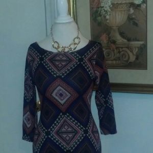 Aztec knee length fitting dress