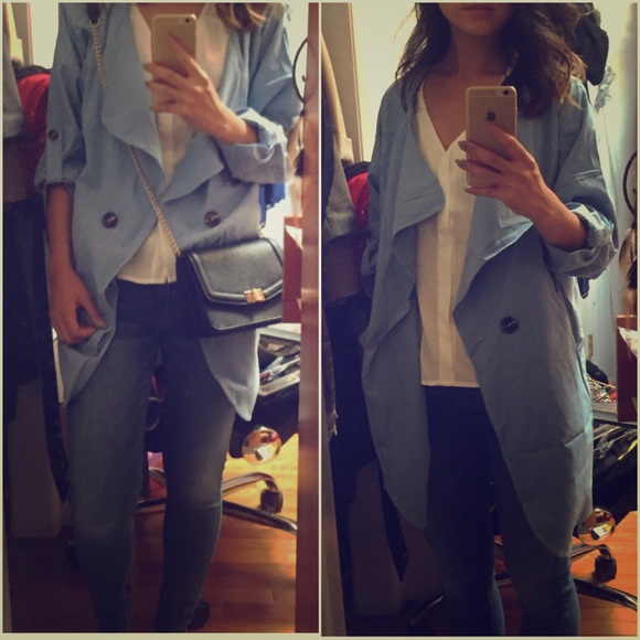 Blue trench coat