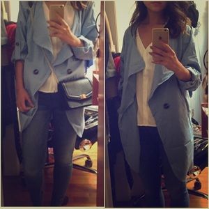 Blue trench coat