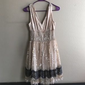 Tan & black dinner party dress