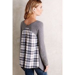 Anthro flannel back sweater