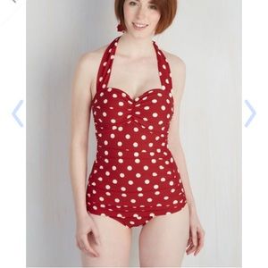 One piece polka dot pin up swim suit