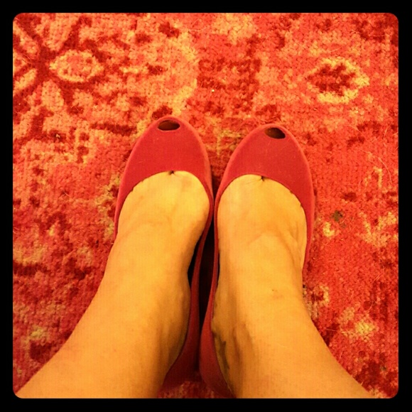Melissa brand size  8 peep toe pink velvet flats
