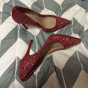 Red Rhinestone Heels