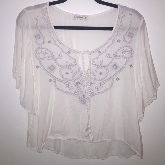 Abercrombie and Fitch white detailed boho shirt