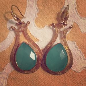 Handcrafted turquoise and gold earrings