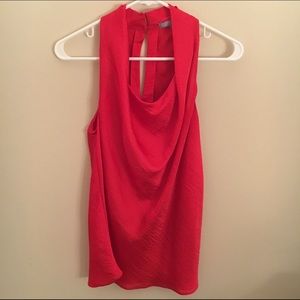 Red Drape Neck Blouse