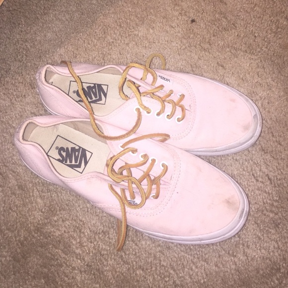 Light pink vans w/ leather laces