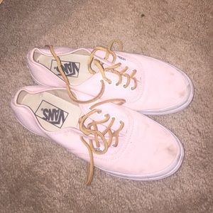 Light pink vans w/ leather laces